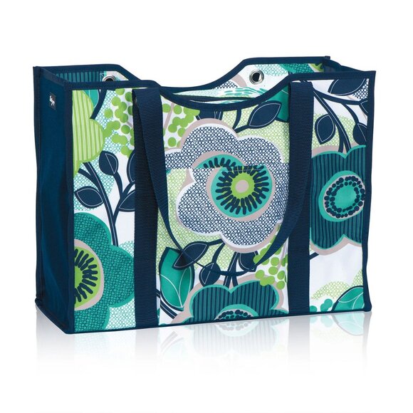 NWT THIRTY ONE "All Day Organizing Tote Bag" Fabulous Floral Pattern Blue Green - Picture 1 of 16